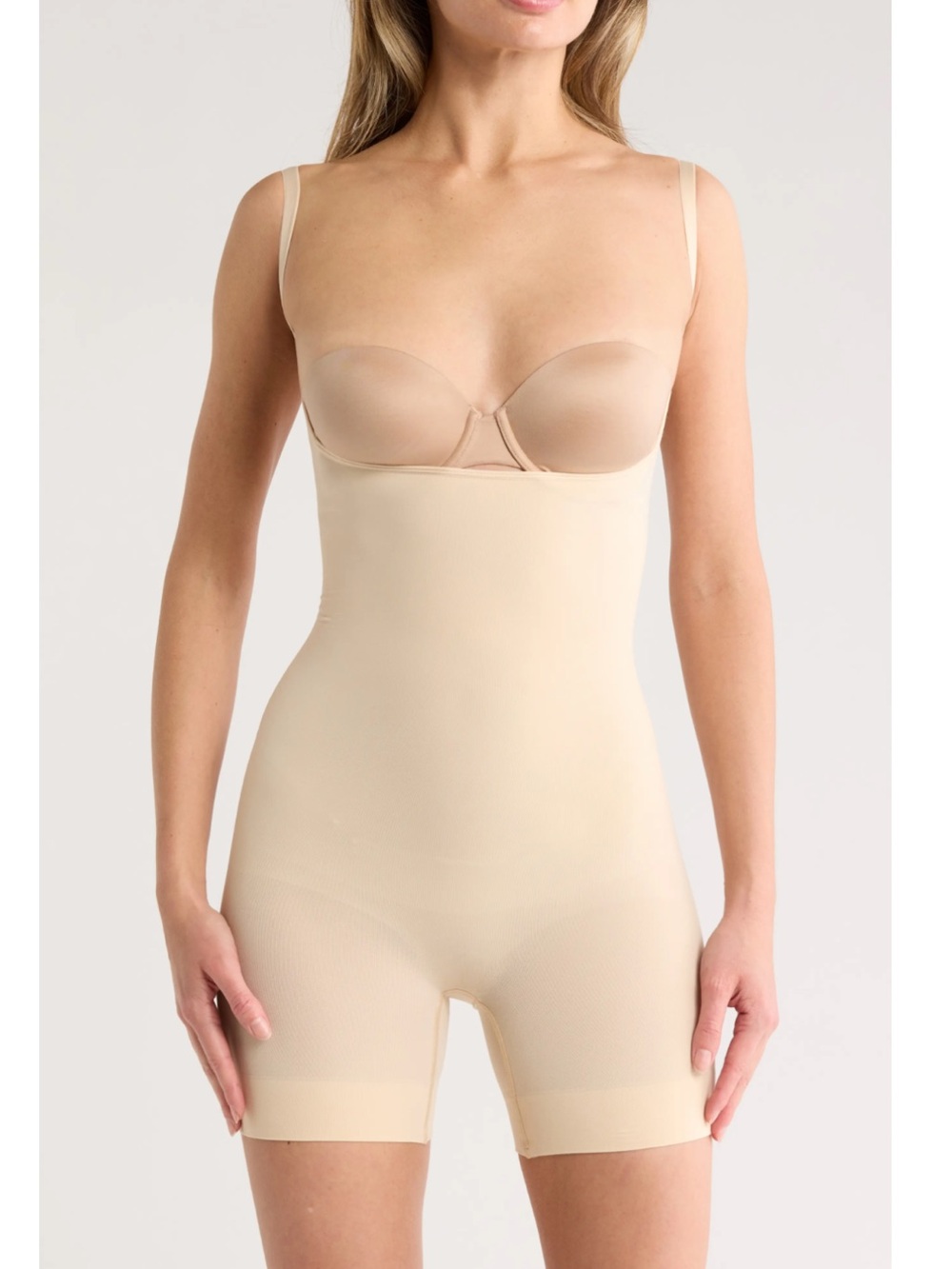 NWT Skims Seamless Sculpt Open Bust Shorts Spandex Bodysuit Sand Womens 2X